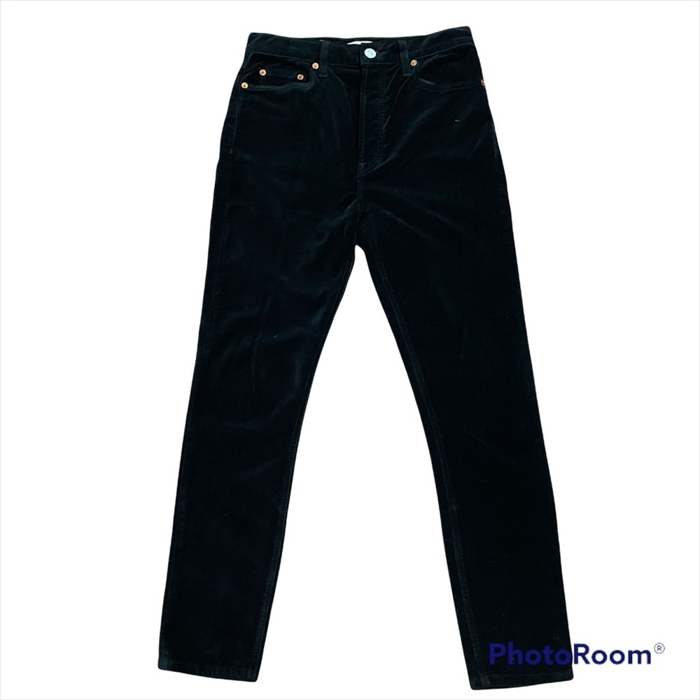 RE/DONE ORIGINALS Black Velvet High Rise Crop Stretch Ankle Pants Jeans